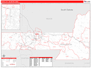Rapid City Metro Area Wall Map Red Line Style